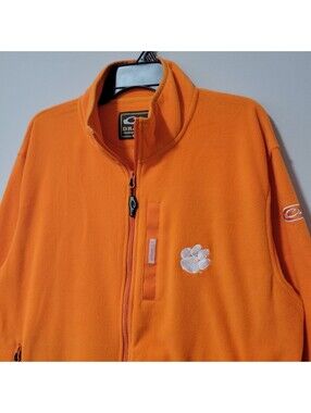 Drake Fleece Magnattach Jacket Mens L Orange Clemson